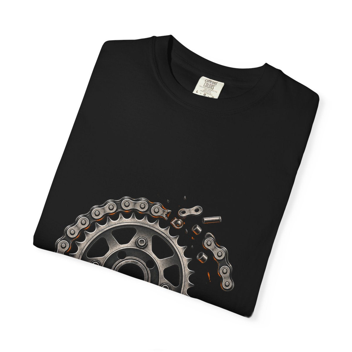 Chain Snap Tee folded front print detail