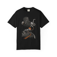 Open Throttle Tee large front print on a Black Comfort Colors 1717 tee