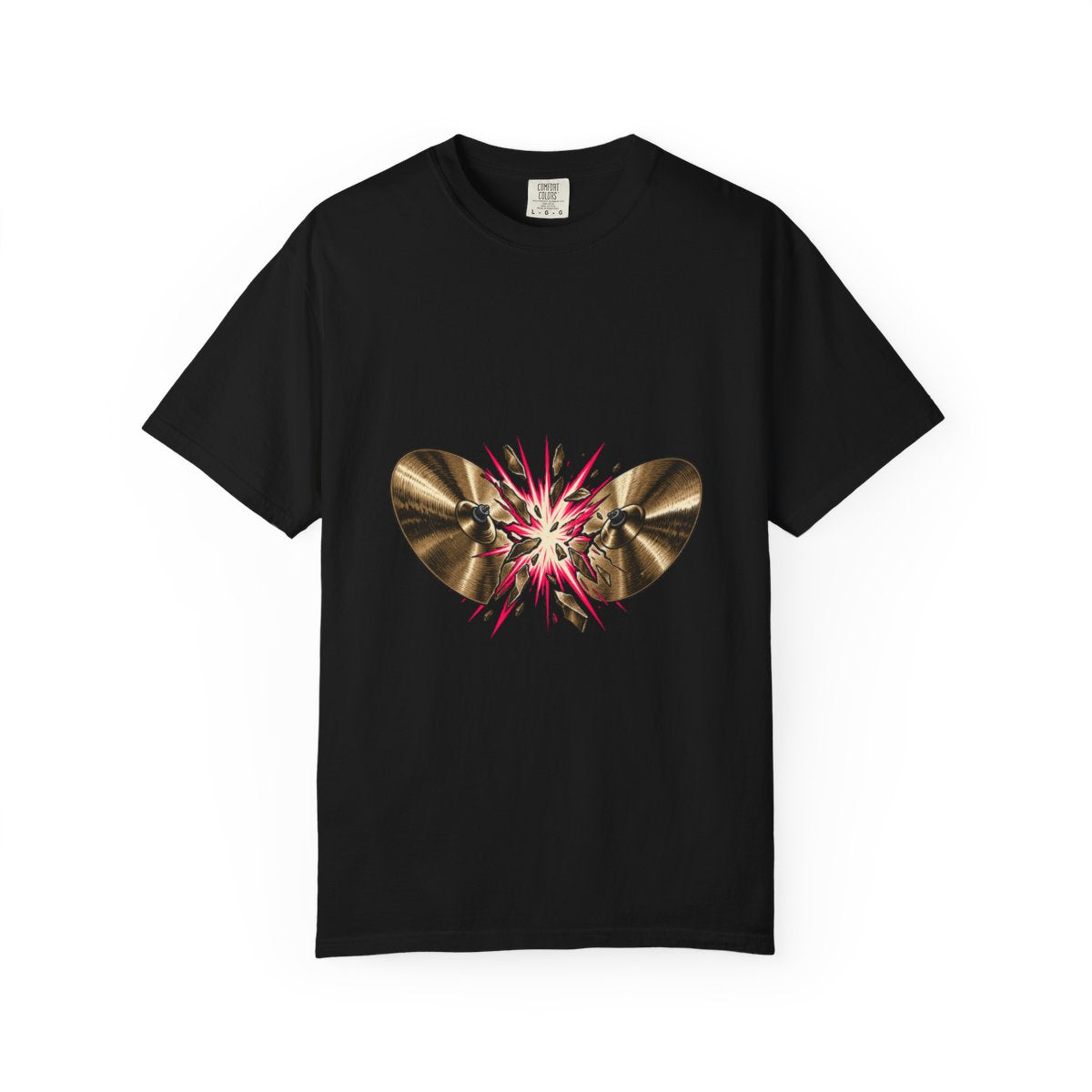 Crashing Sun Tee large front print on a Black Comfort Colors 1717 tee