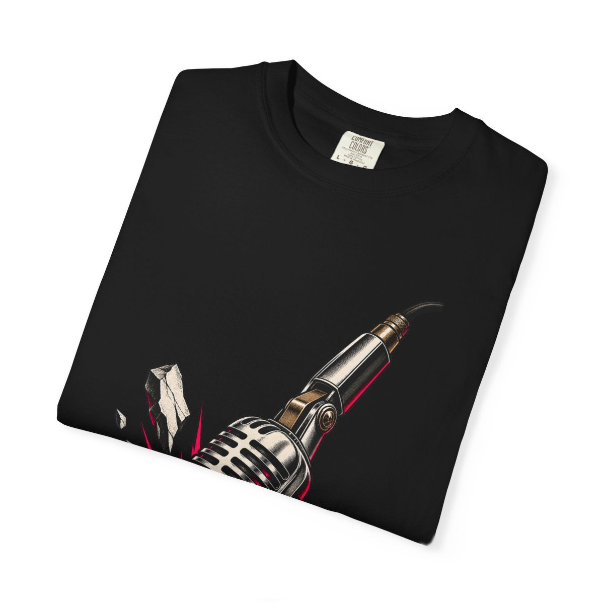 Mic Drop Tee folded front print detail
