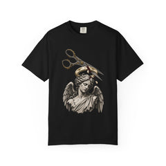 Cut the Halo Tee large front print on a Black Comfort Colors 1717 tee