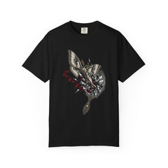 Moth Through Glass Tee large front print on a Black Comfort Colors 1717 tee
