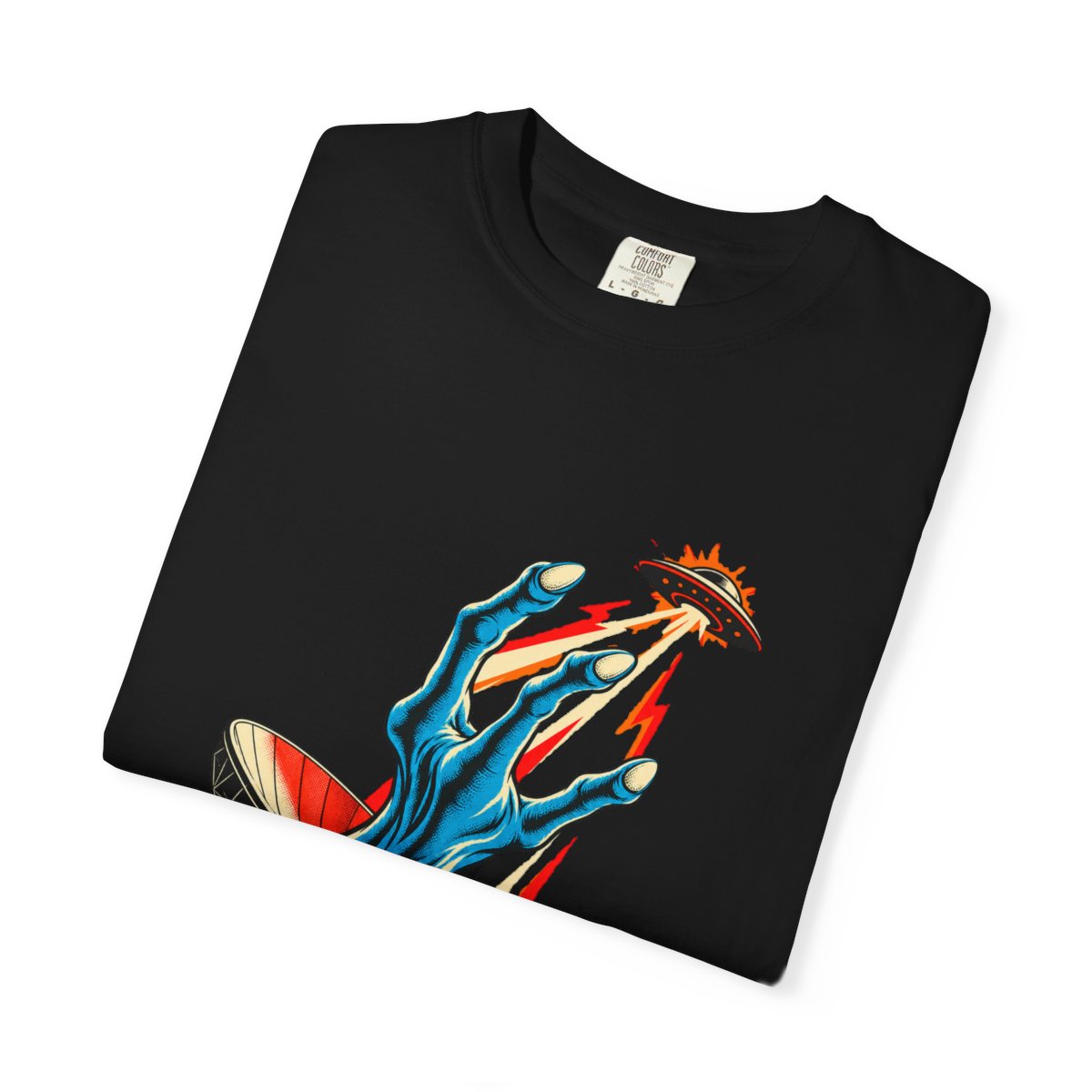 Alien Signal Tee folded front print detail