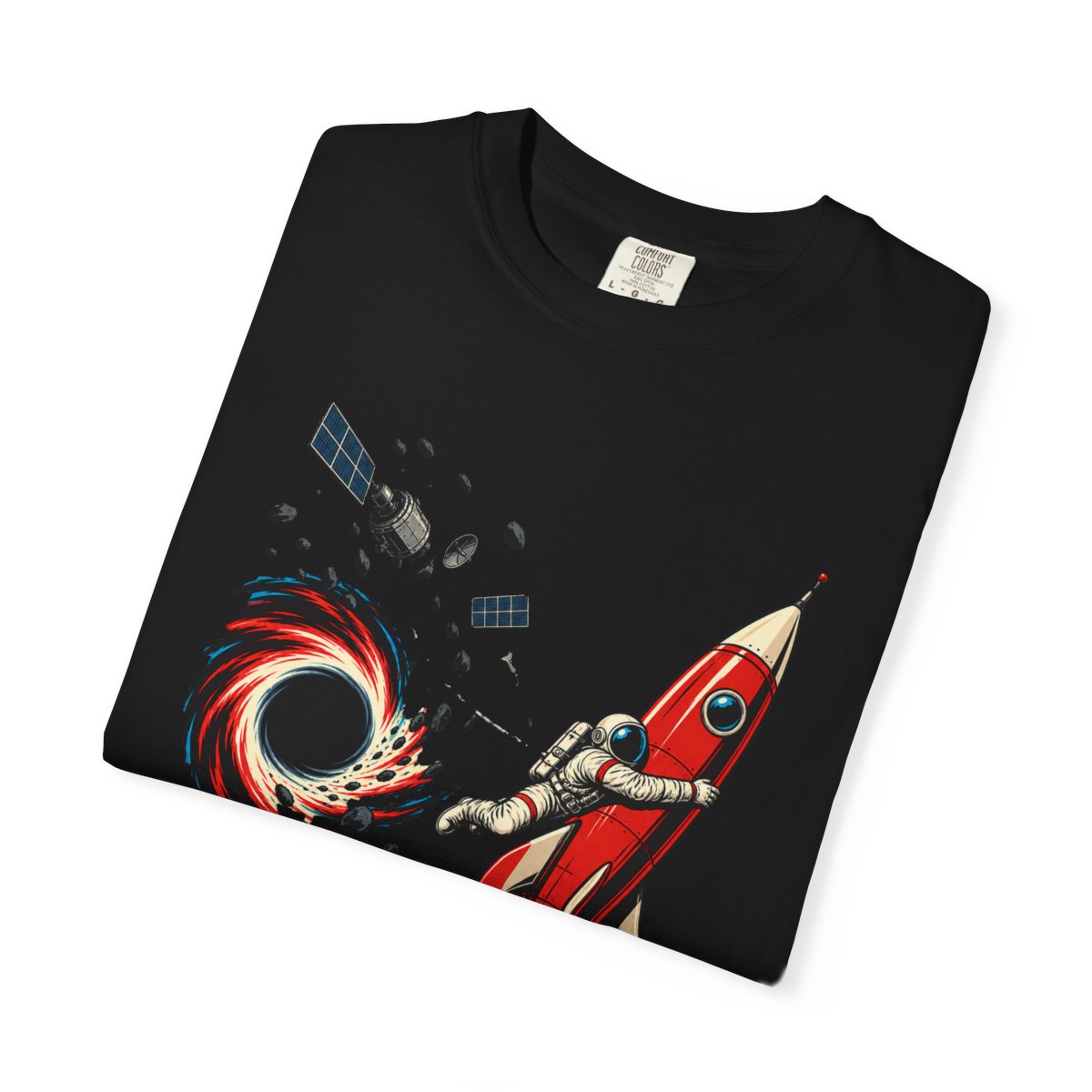 Black Hole Escape Tee folded front print detail