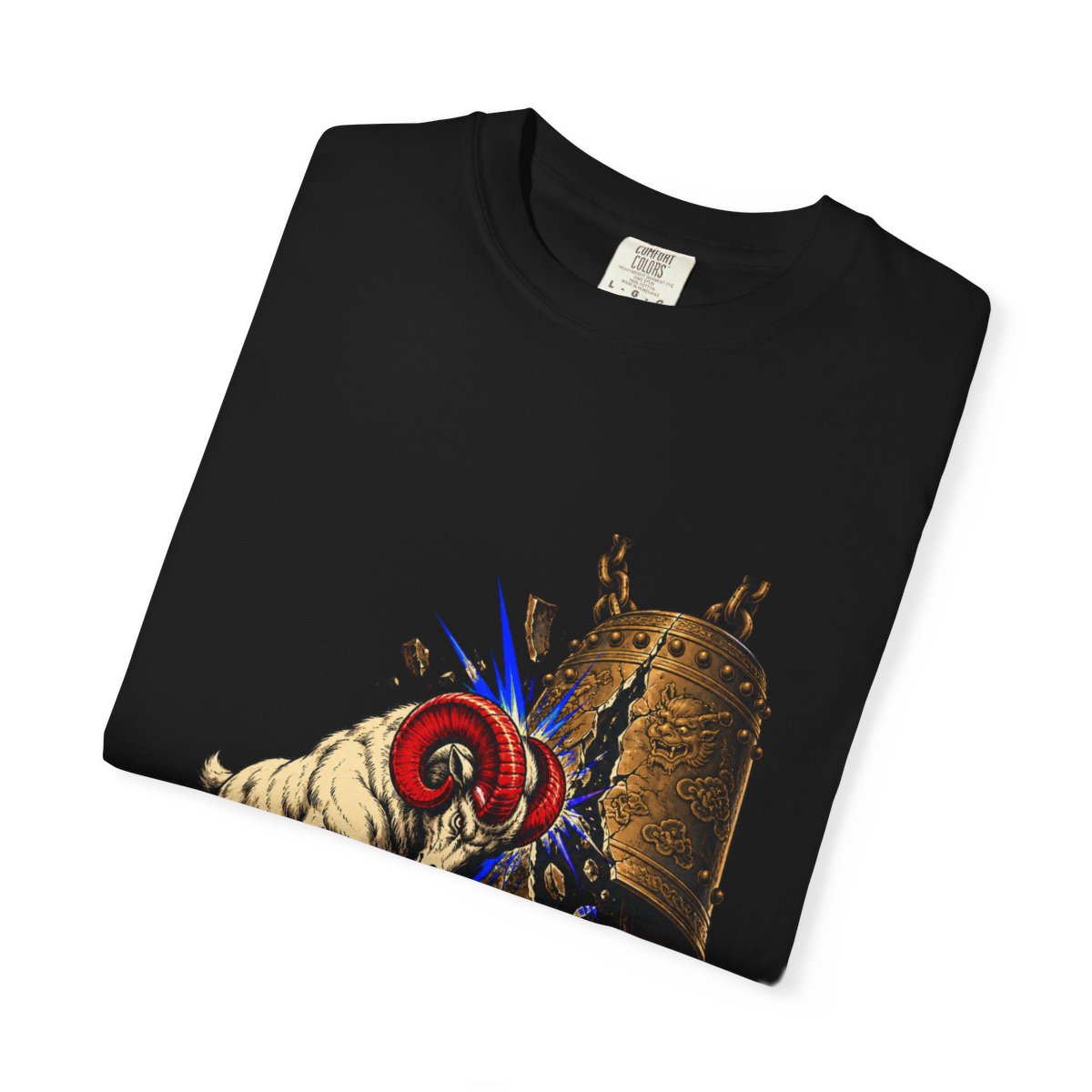 Ram Strike Tee folded front print detail