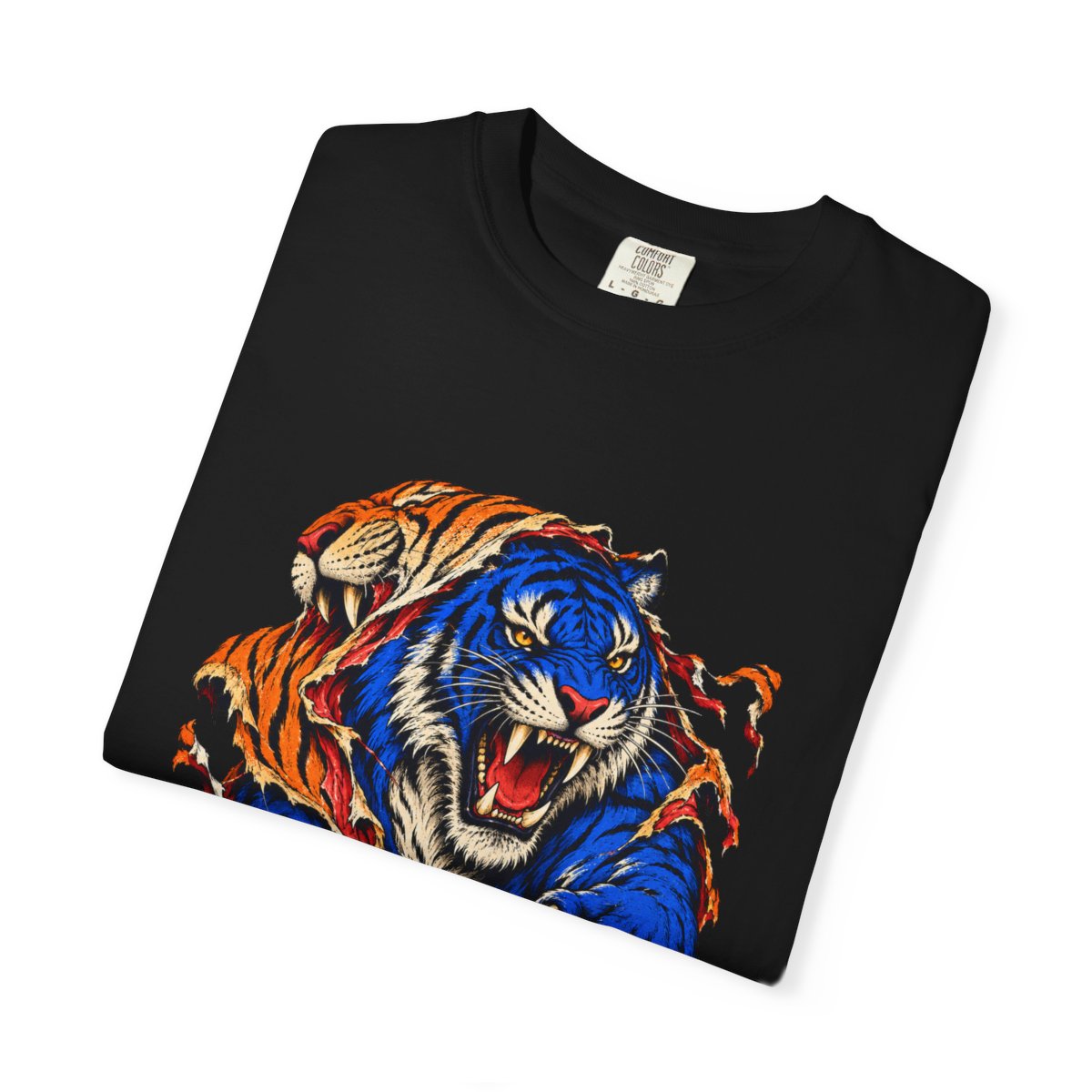 Tiger Unmasked Tee folded front print detail
