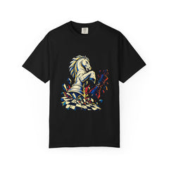 Checkmate Tee large front print on a Black Comfort Colors 1717 tee