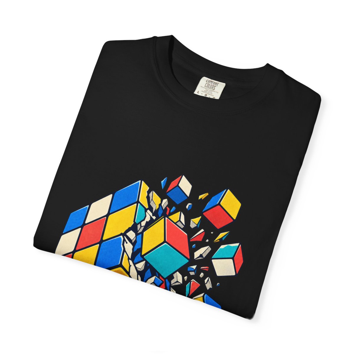 Crack the Cube Tee folded front print detail
