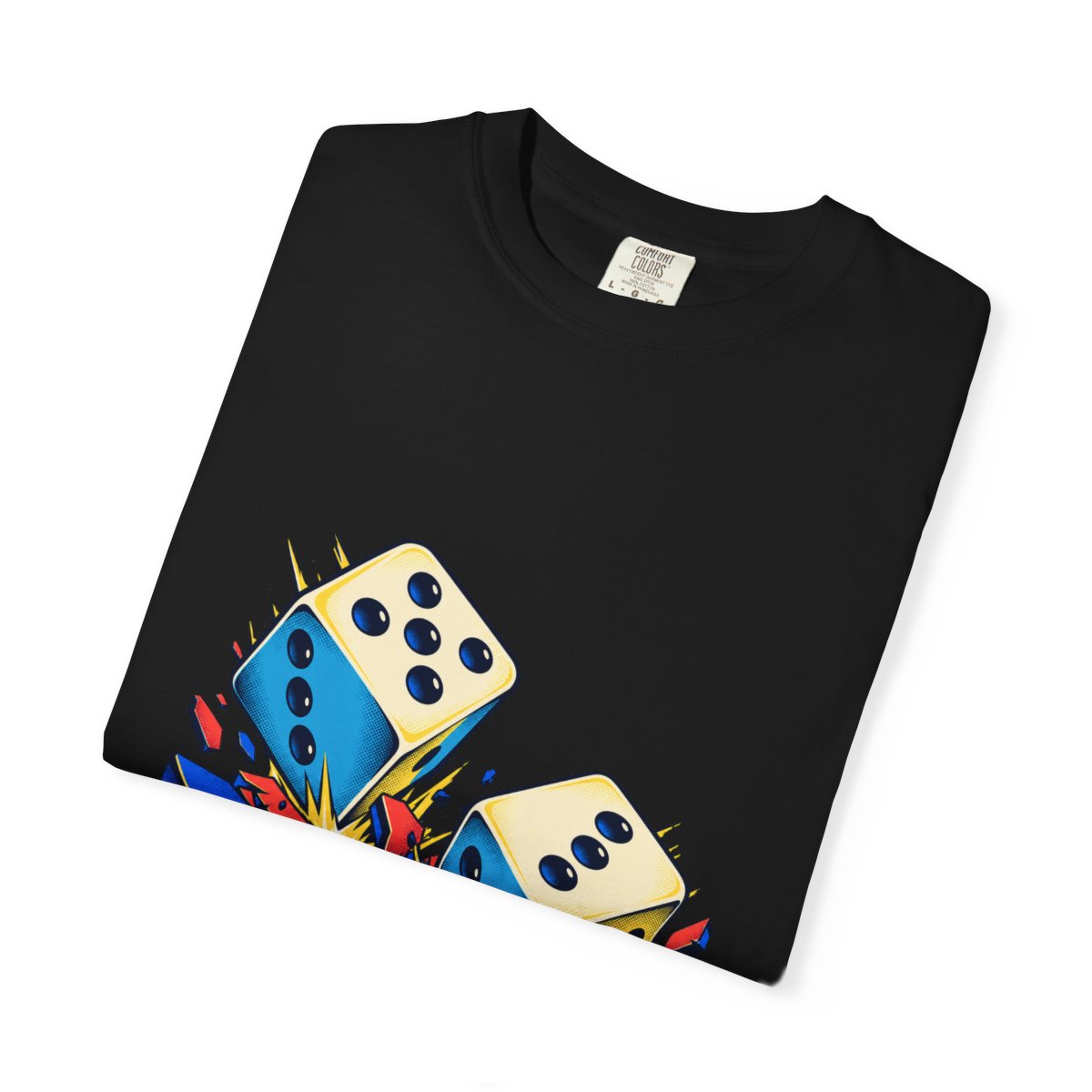 Dice Crash Tee folded front print detail