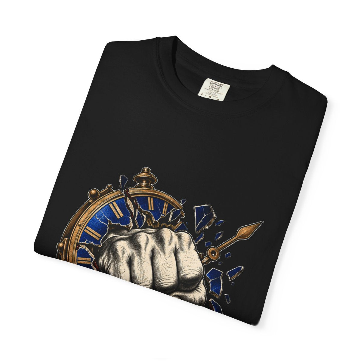 Punch the Clock Tee folded front print detail