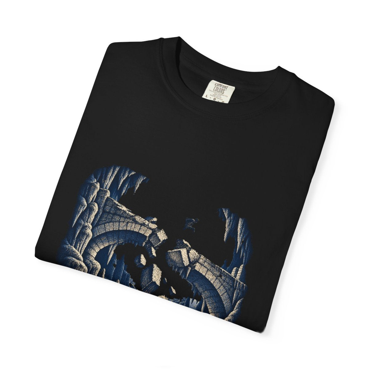 Bridge in Pieces Tee folded front print detail