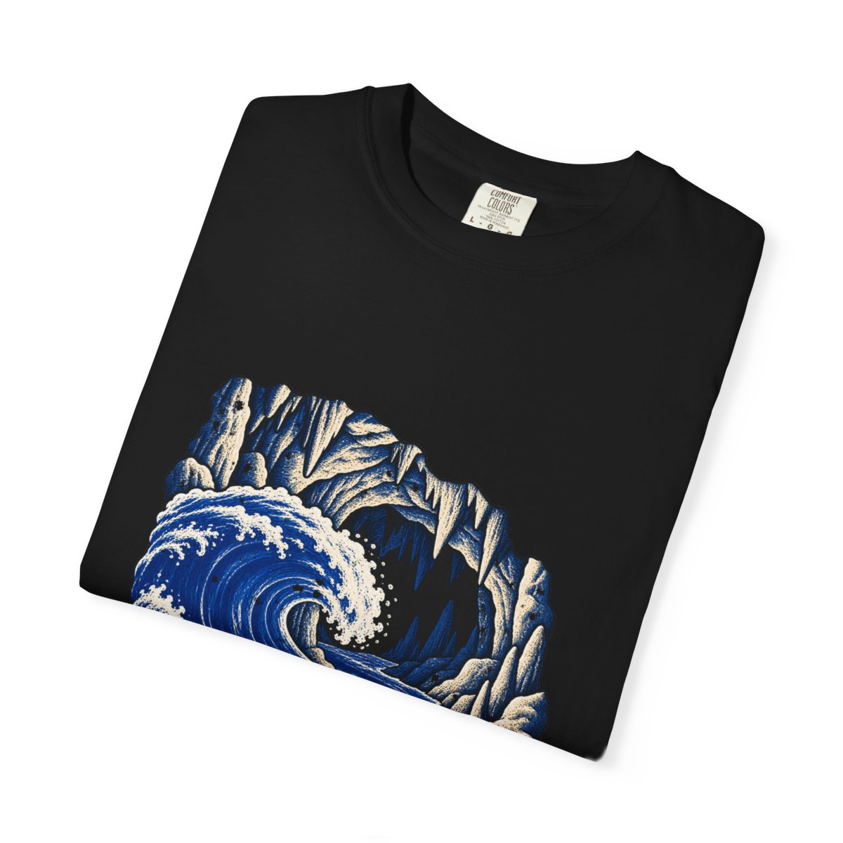 Cavern Current Tee folded front print detail