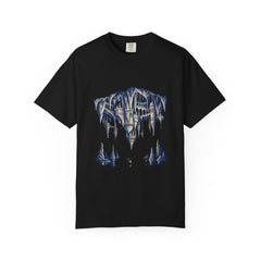 City Under Stone Tee large front print on a Black Comfort Colors 1717 tee