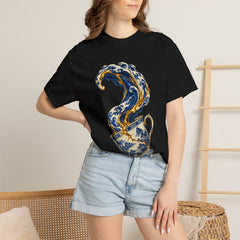 Cup Overflow Tee worn Printify context view on a Black Comfort Colors 1717 tee