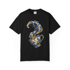 Cup Overflow Tee large front print on a Black Comfort Colors 1717 tee