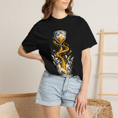 Time Unbound Tee worn Printify context view on a Black Comfort Colors 1717 tee