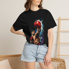 Knockout Blow Tee worn Printify context view on a Black Comfort Colors 1717 tee