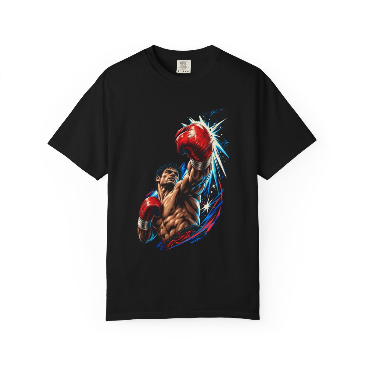 Knockout Blow Tee large front print on a Black Comfort Colors 1717 tee