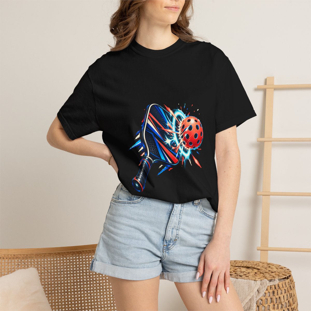 Paddle Flash Tee worn Printify context view on a Black Comfort Colors 1717 tee