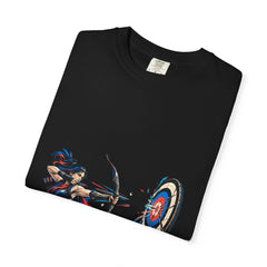 Split the Bullseye Tee folded front print detail