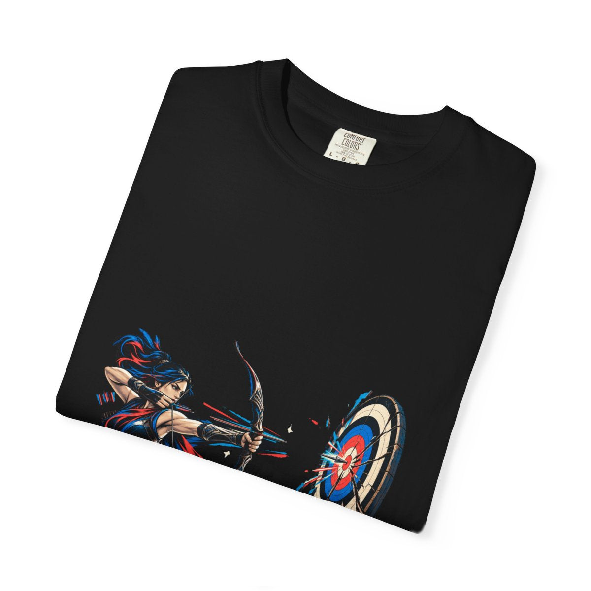 Split the Bullseye Tee folded front print detail