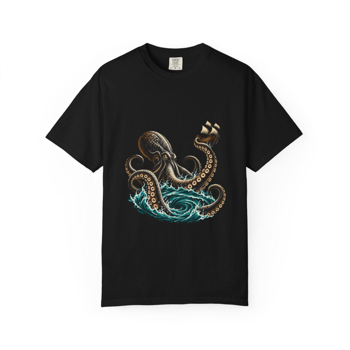 Ship Snatcher Tee large front print on a Black Comfort Colors 1717 tee