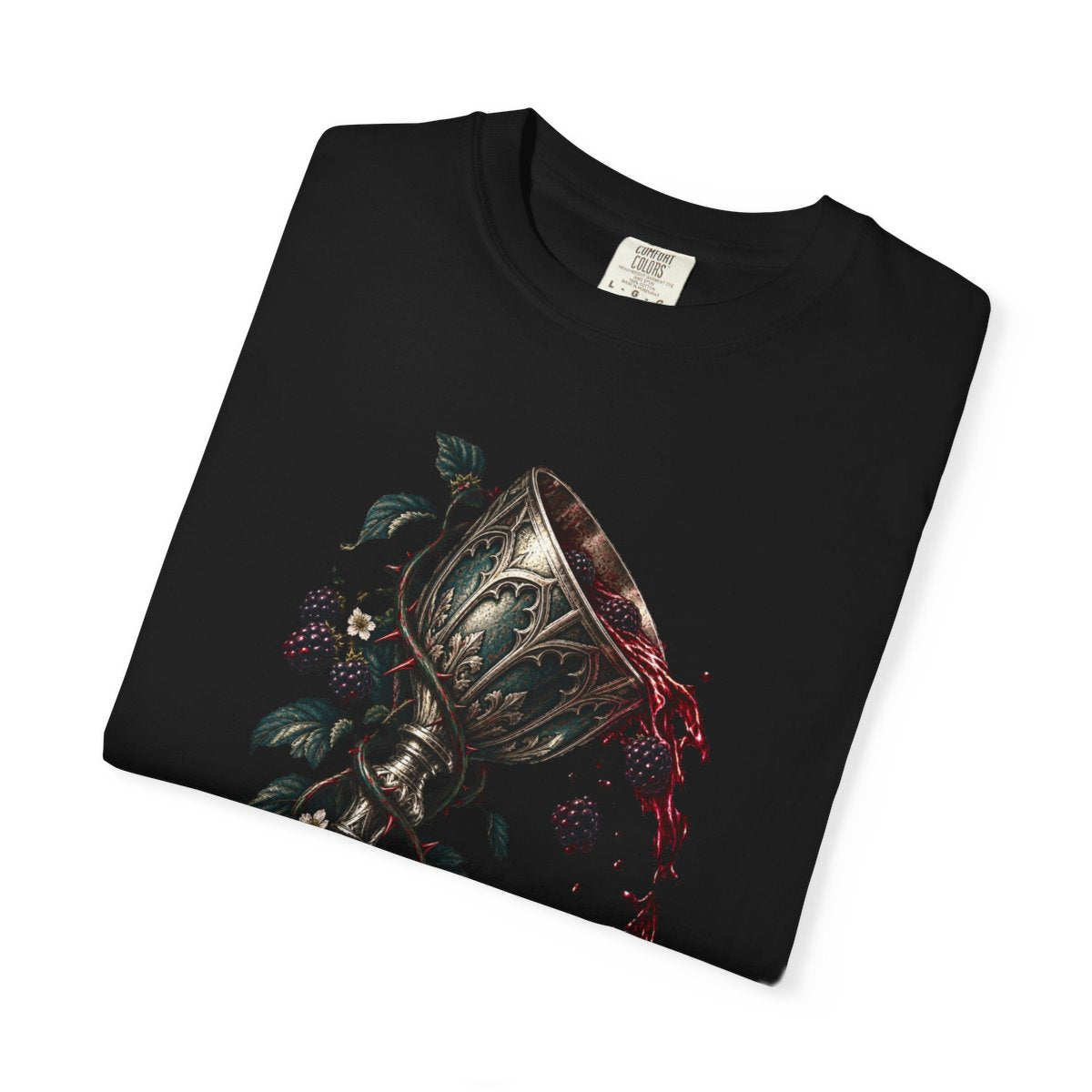 Blackberry Chalice Tee folded front print detail