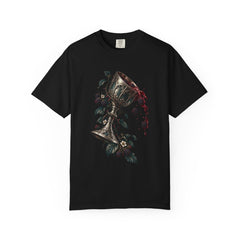 Blackberry Chalice Tee large front print on a Black Comfort Colors 1717 tee