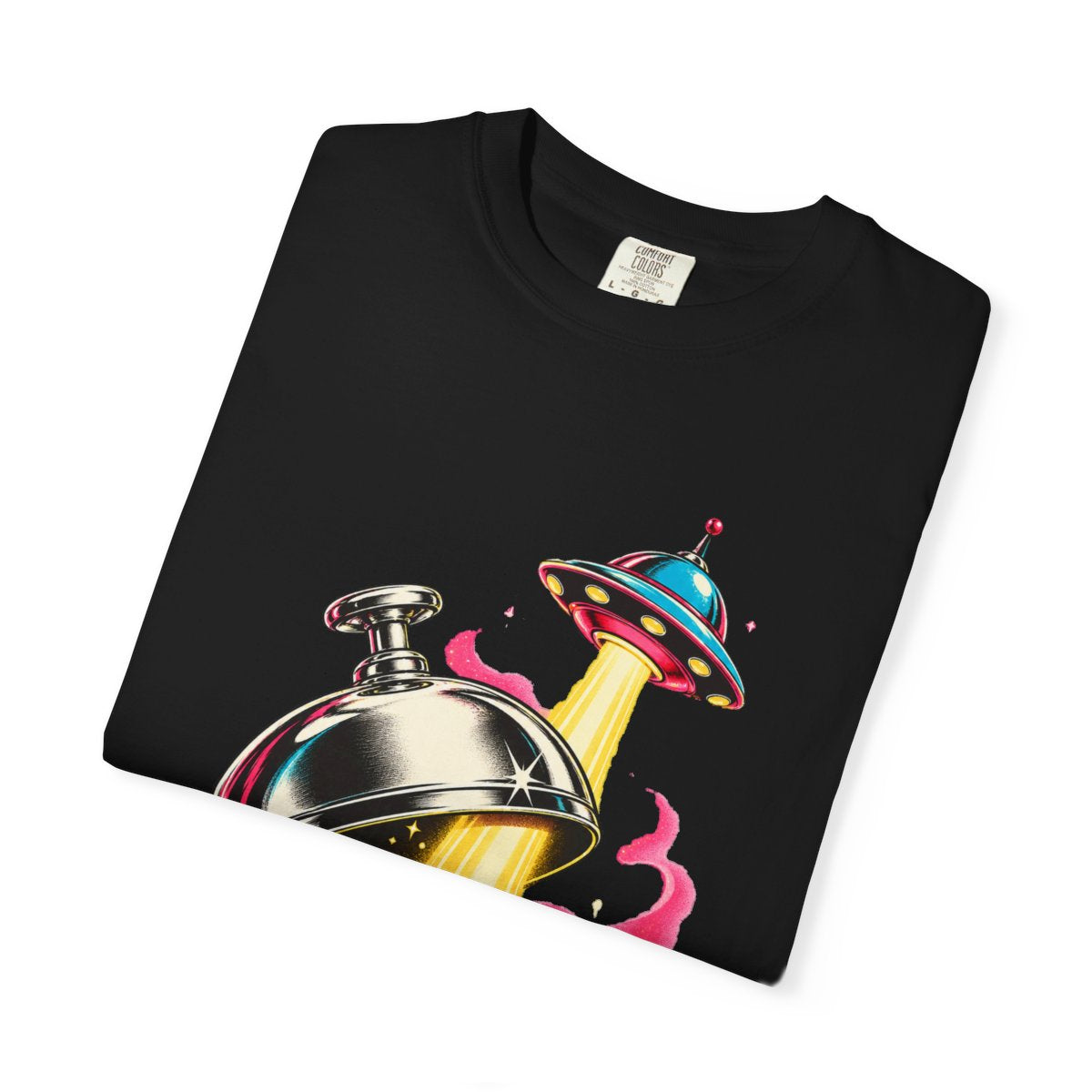 Bell and Saucer Tee folded front print detail