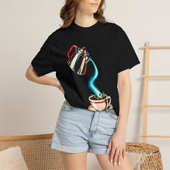Comet in a Cup Tee worn Printify context view on a Black Comfort Colors 1717 tee