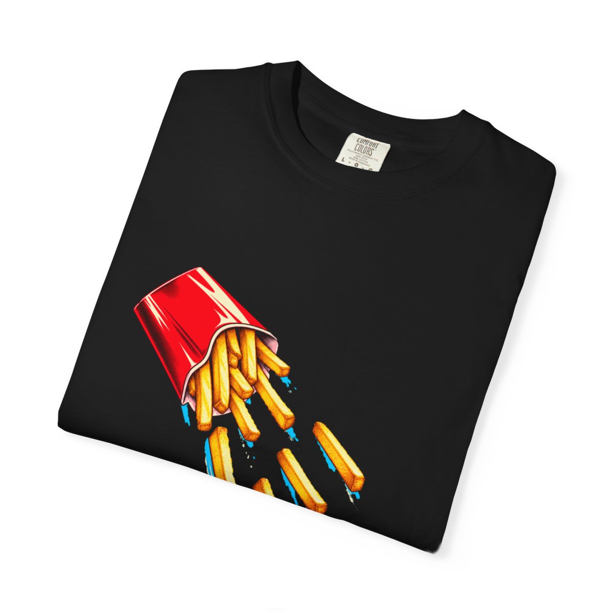 Fries from Above Tee folded front print detail