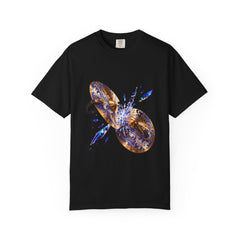 Crash the Cymbals Tee large front print on a Black Comfort Colors 1717 tee