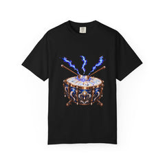 Strike the Drum Tee large front print on a Black Comfort Colors 1717 tee