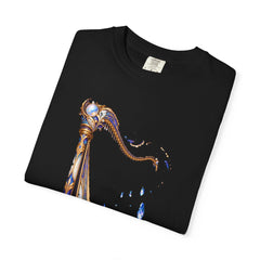 The Rain Harp Tee folded front print detail