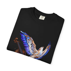 Violin Bird Tee folded front print detail