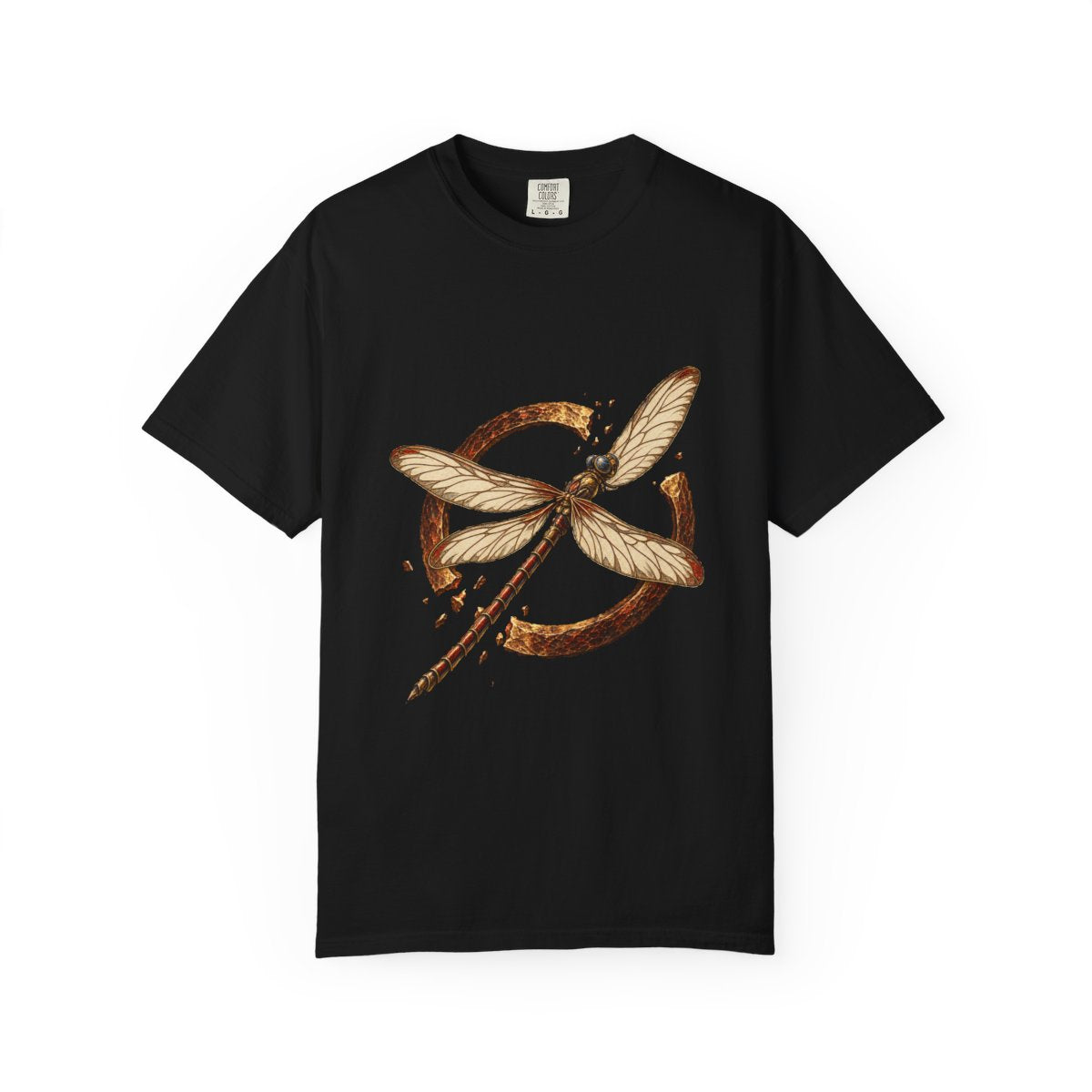 Cut the Ring Tee large front print on a Black Comfort Colors 1717 tee