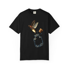 Firefly Escape Tee large front print on a Black Comfort Colors 1717 tee