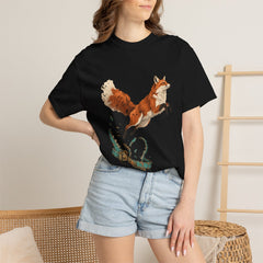 Fox Unwound Tee worn Printify context view on a Black Comfort Colors 1717 tee