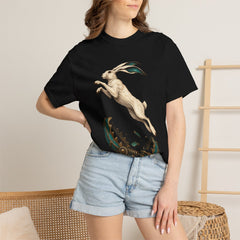 Spring Hare Tee worn Printify context view on a Black Comfort Colors 1717 tee