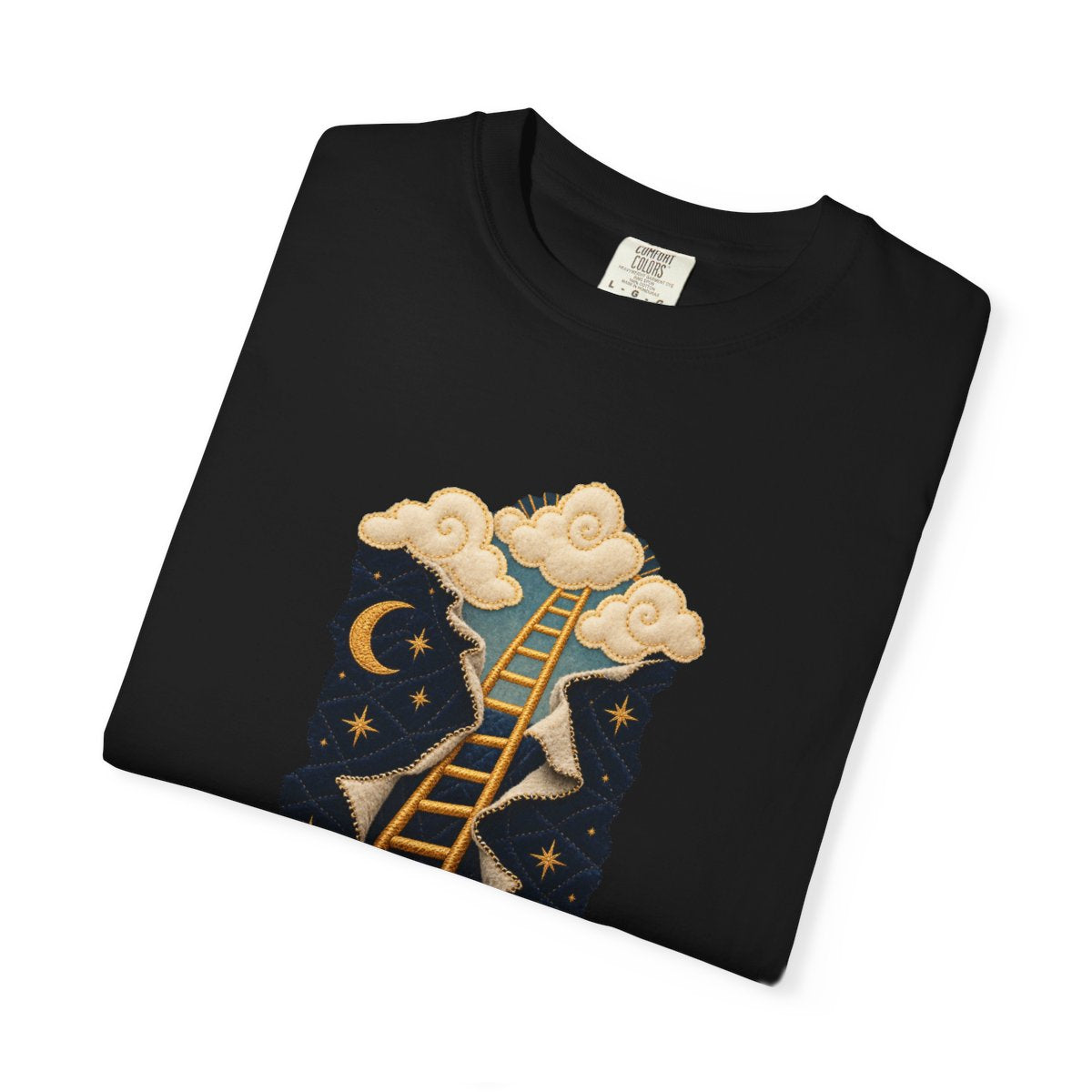 Climb the Seam Tee folded front print detail