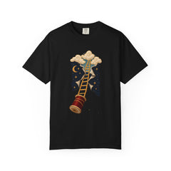 Climb the Seam Tee large front print on a Black Comfort Colors 1717 tee