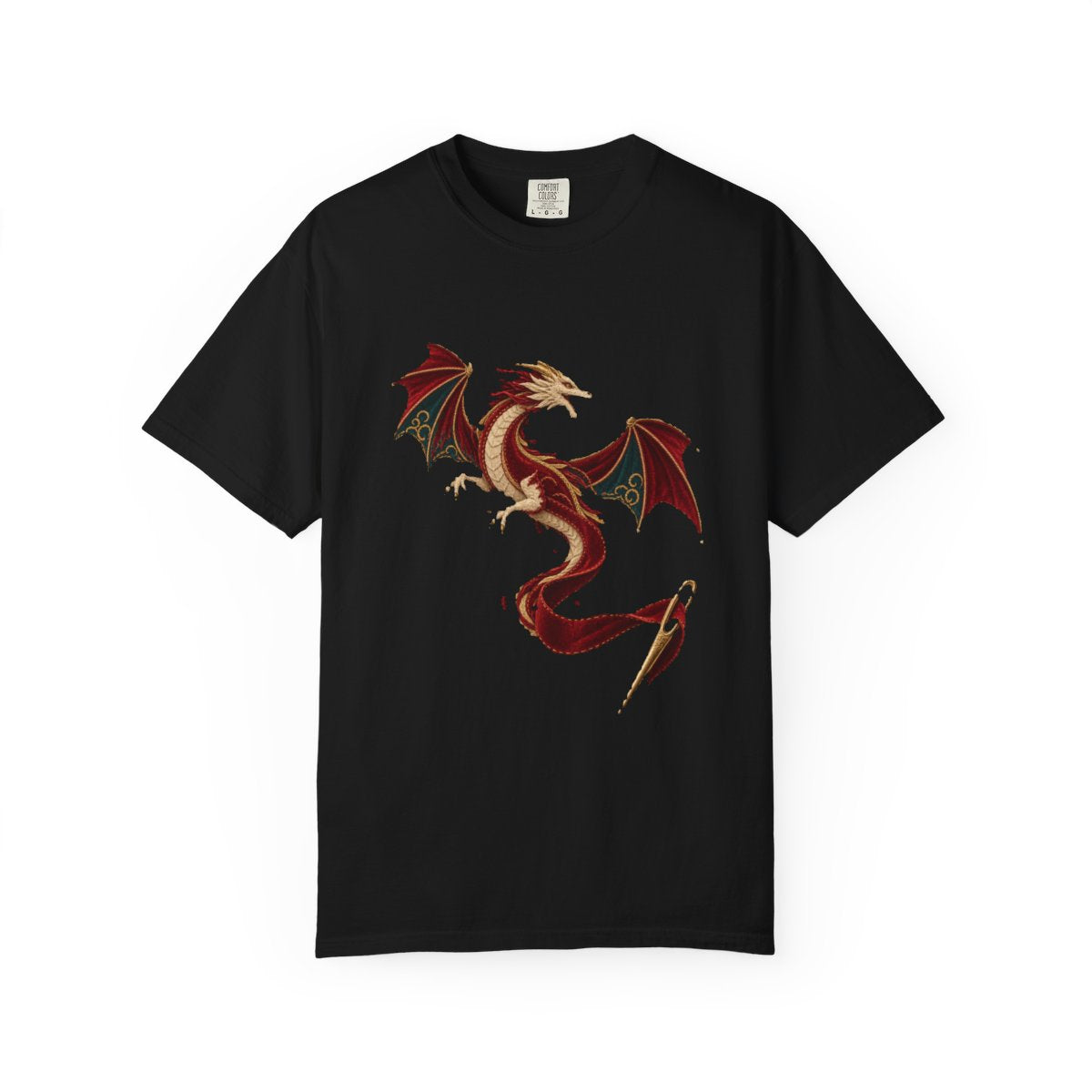 Dragon From Thread Tee large front print on a Black Comfort Colors 1717 tee