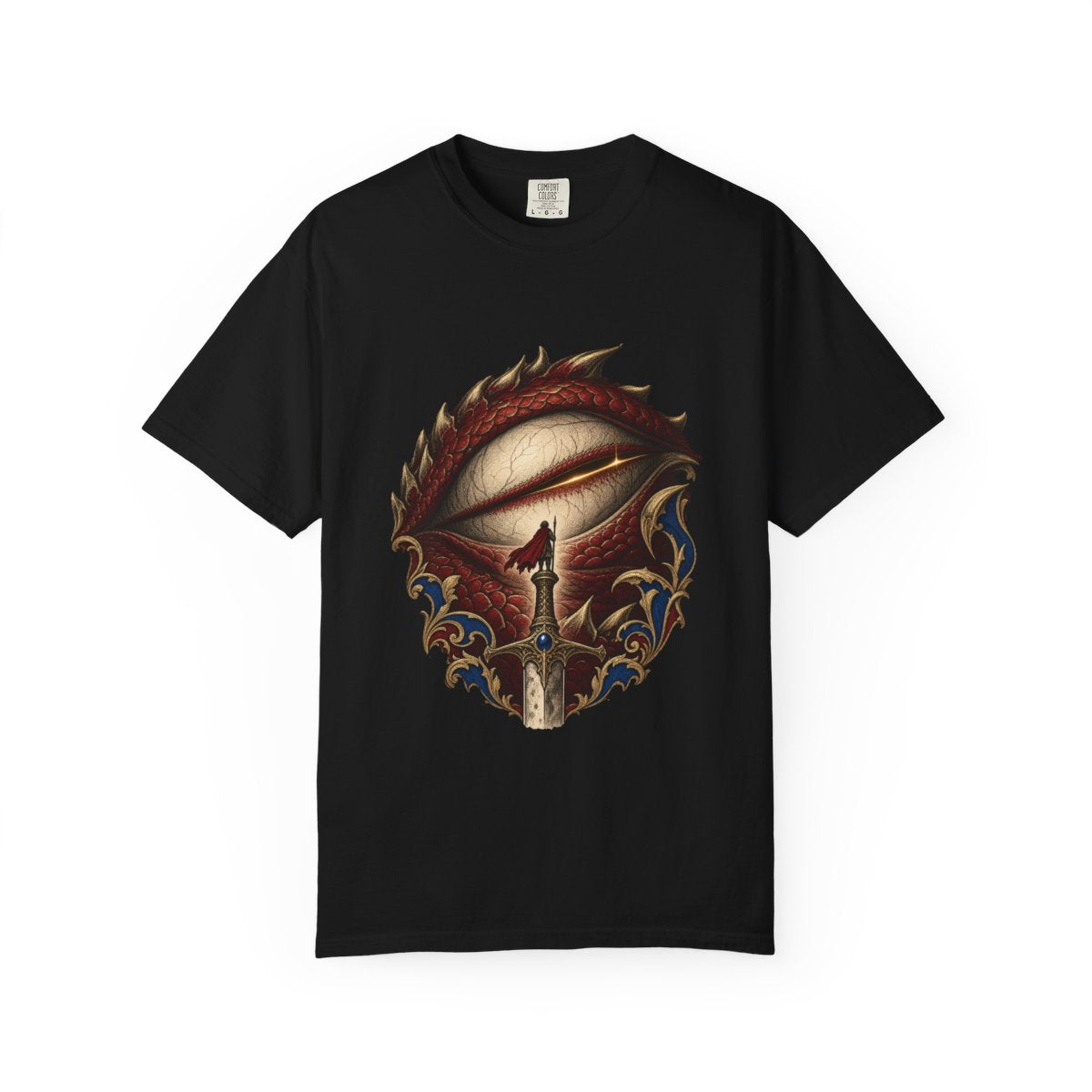 Dragon Watch Tee large front print on a Black Comfort Colors 1717 tee