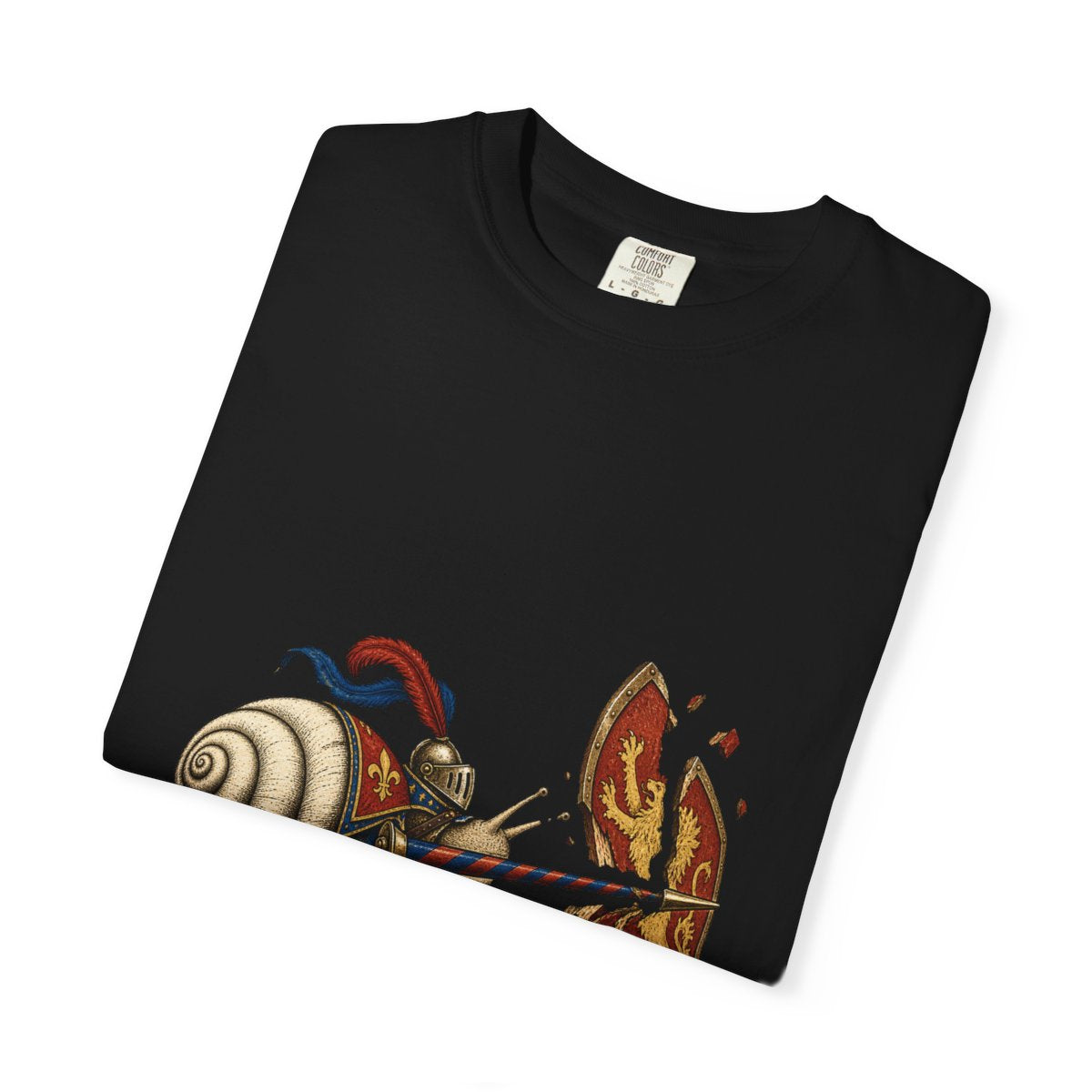 Snail Joust Tee folded front print detail