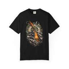 Compass Break Tee large front print on a Black Comfort Colors 1717 tee