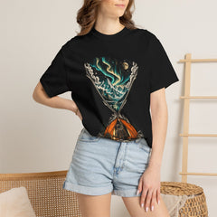 Unzip the Sky Tee worn Printify context view on a Black Comfort Colors 1717 tee