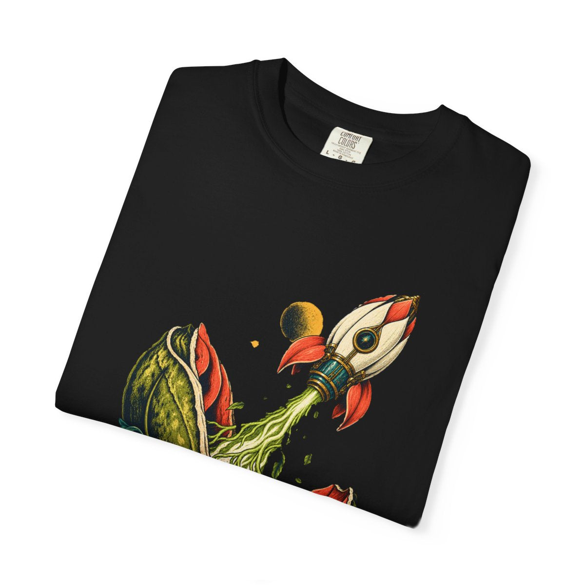 Seed Launch Tee folded front print detail