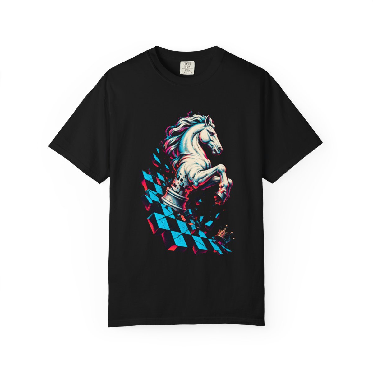 Chess Revolt Tee large front print on a Black Comfort Colors 1717 tee