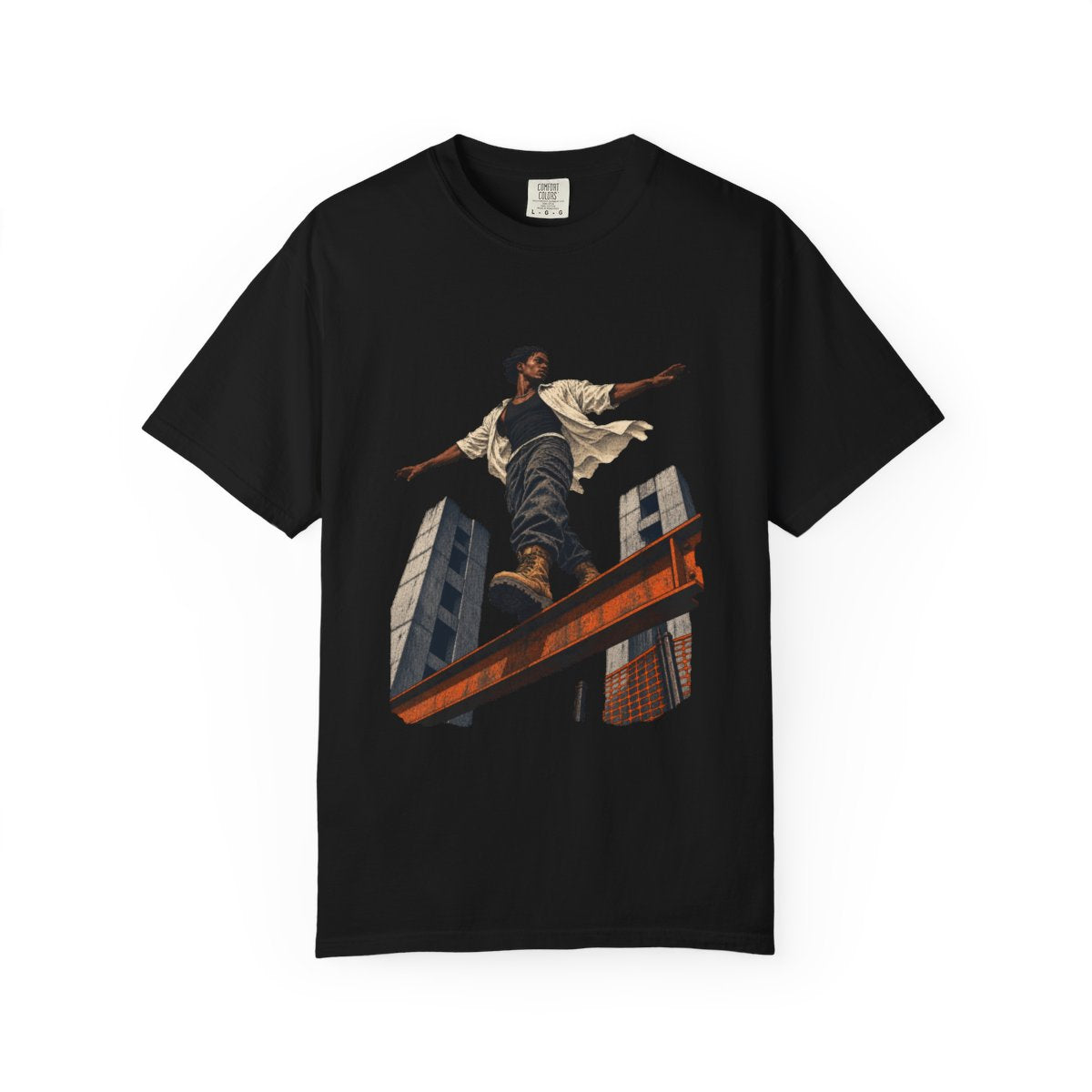 Beam Walker Tee large front print on a Black Comfort Colors 1717 tee