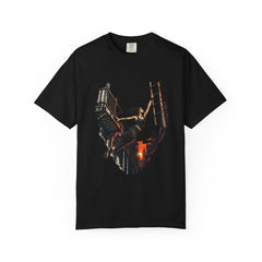 Catch the Ladder Tee large front print on a Black Comfort Colors 1717 tee